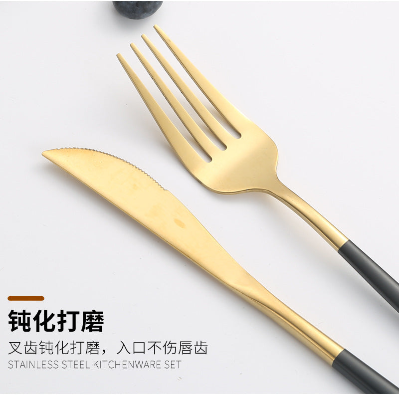 410Stainless Steel Cutlery Western Steak Knife Fork Spoon6People Serving Hotel Restaurant Portugal24Piece Suit