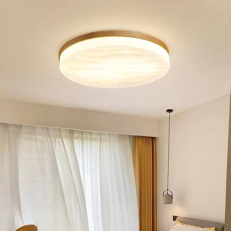Tmall Smart Solid Wood Ceiling Light led Bedroom Lamp Round Modern Minimalist Log Room Lamp Living Room Lamp Home