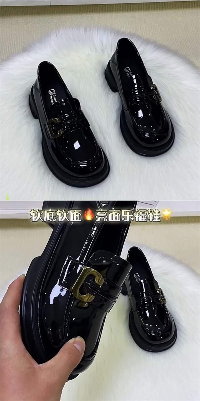 British Style Small Leather Shoes French Retro Thick-Soled Shoes Low Heel Black Loafers2025Spring and Autumn Single Shoes Uniform Shoes for Women