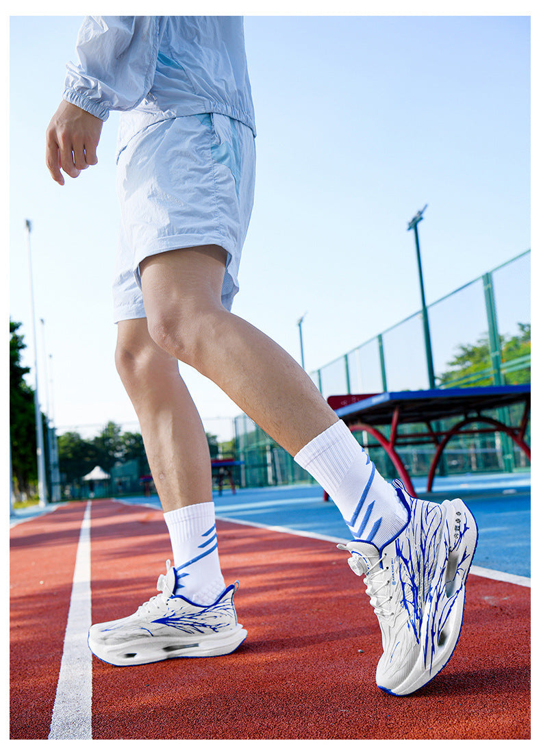 Autumn Winter Double Mesh Thickened Comfortable Rotating Buckle Fluorescent Versatile Running Shoes Youth Carbon Plate Really Soft Sole Sports Shoes