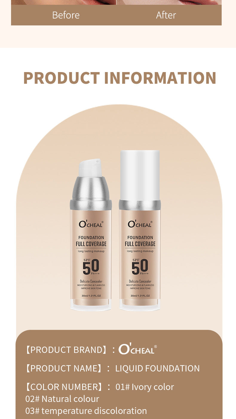 Dropshipping Beauty Color-Changing Foundation30ml Concealer Yellow Black Skin Foundation Waterproof Sweat E-commerce
