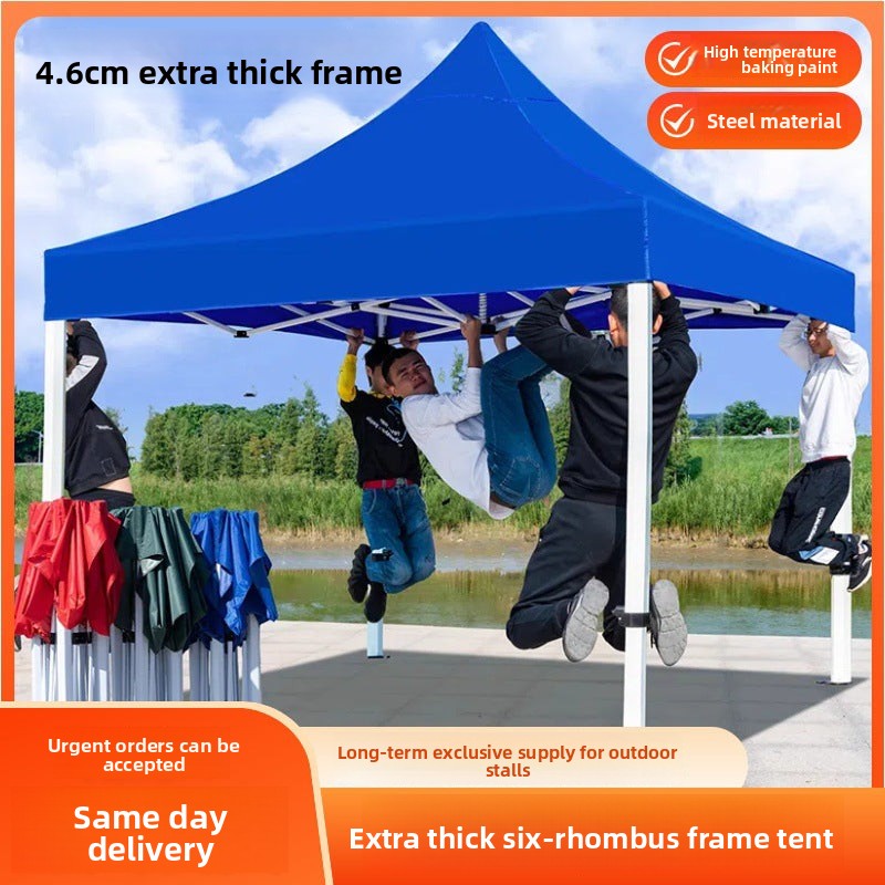 Outdoor Stall Tent Four-Leg Sun Umbrella Four-Corner Large Umbrella Extra Thick Hexagonal Frame Durable Market Sunshade