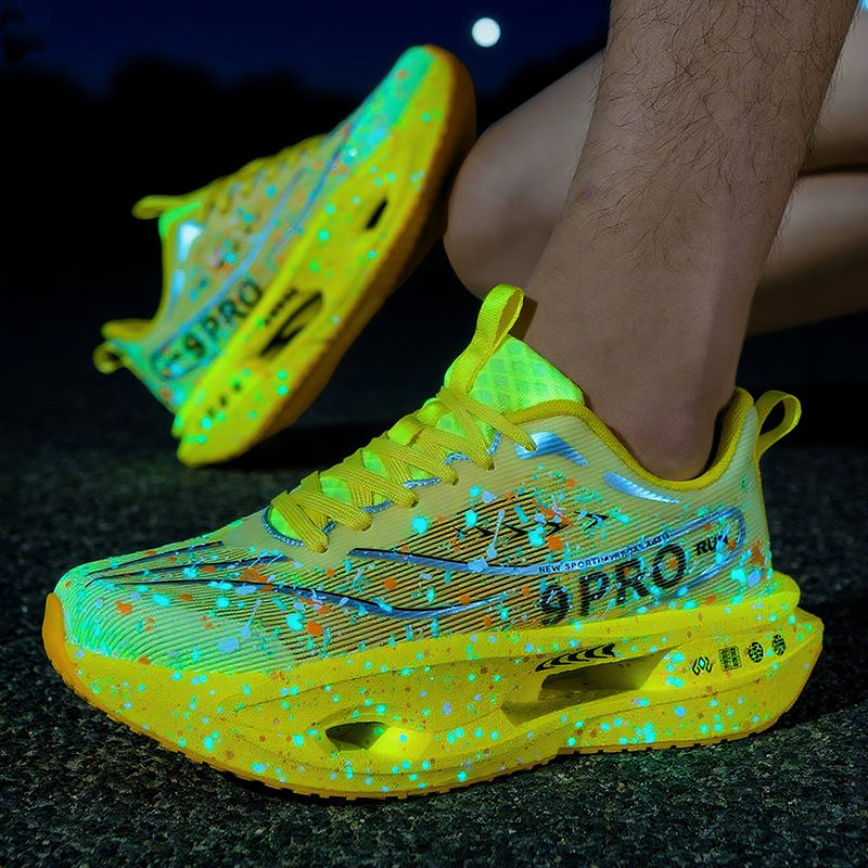 Autumn New Red Rabbit9Fluorescent Breathable Comfortable Couple Sports Shoes Ultra-Light Cushioning Rebound Anti-Slip Wear-Resistant Running