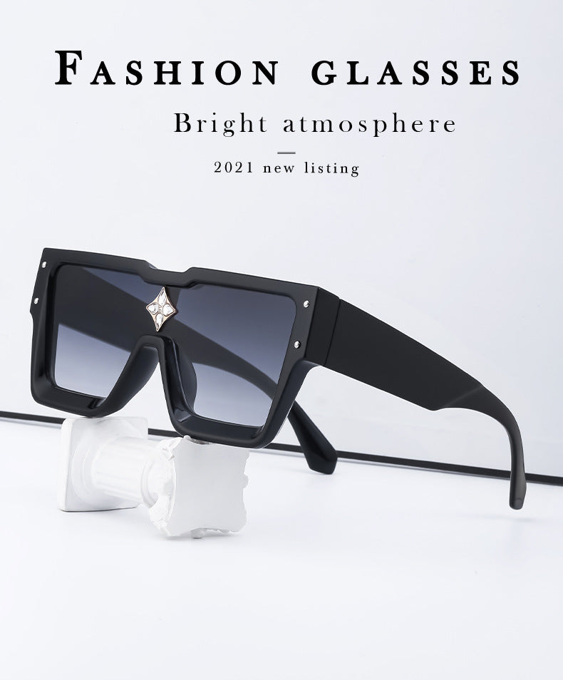 2025European and American 0k Rich Women Large Frame Sunglasses New One-piece Internet Celebrity Sunglasses for Women Trendy sunglasses