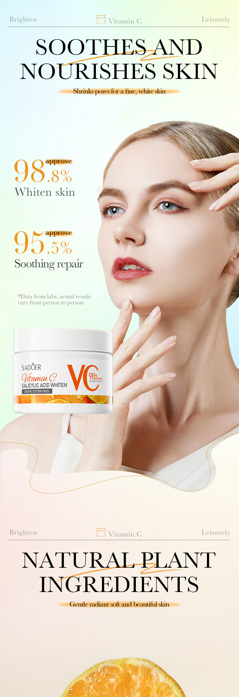 Vitamin C Cotton Sheet SADOER Salicylic Acid Whitening and Rejuvenating Mask Cross-Border Wholesale