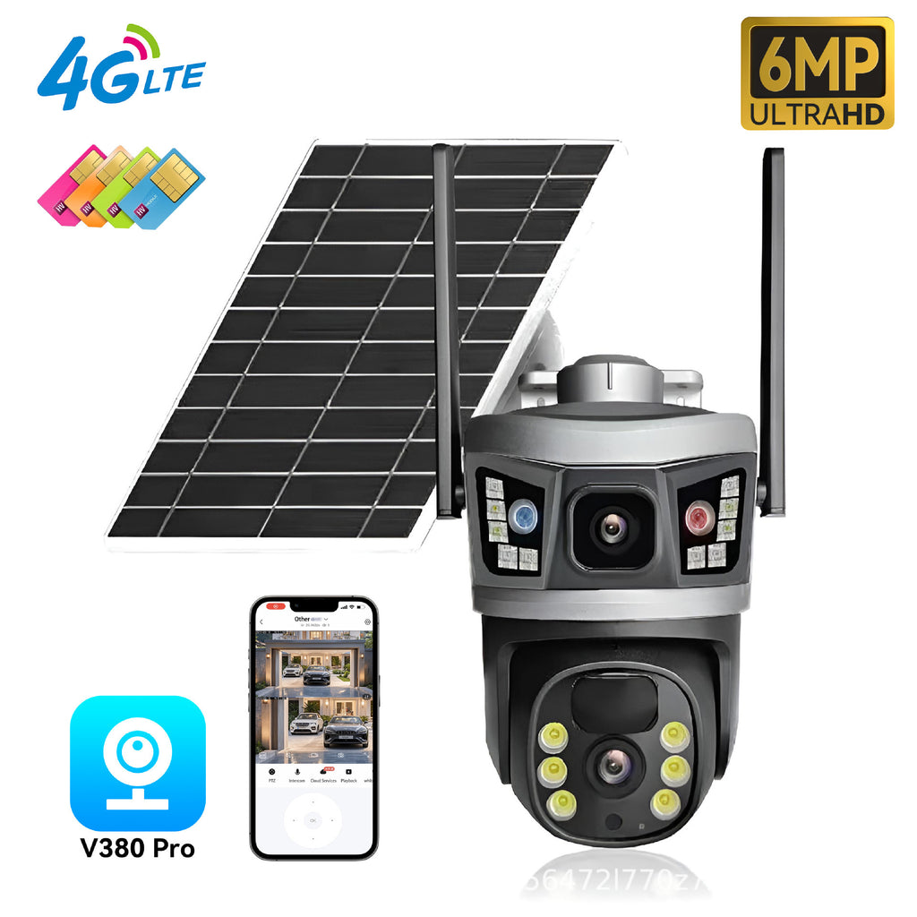 Factory direct sales V380PRO Binocular dual-screen solar-powered low-power outdoor4G Wireless Surveillance Camera