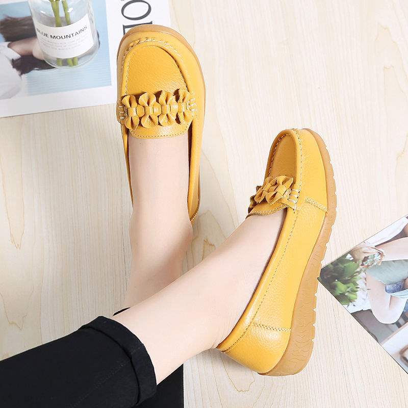 Women's Shiny Loafers2025Autumn New Style Wedge Mid-Heel Flat Shoes with Soft Sole for Moms