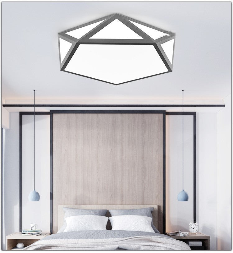 Minimalist Iron Art Acrylic Ceiling Light Nordic Diamond Geometric Hollow Children's Bedroom Colorful Macaron led Lamp