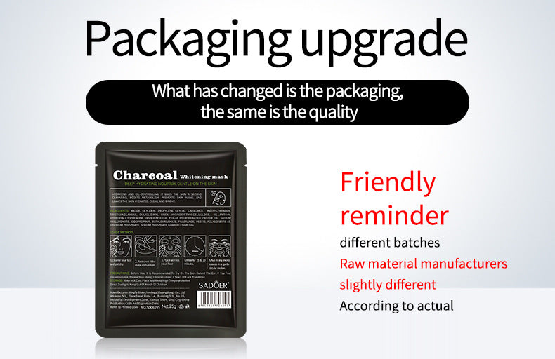 Full English Bamboo Charcoal Black Mask SADOER Whitening, hydrating, moisturizing, brightening face mask sheet  wholesale