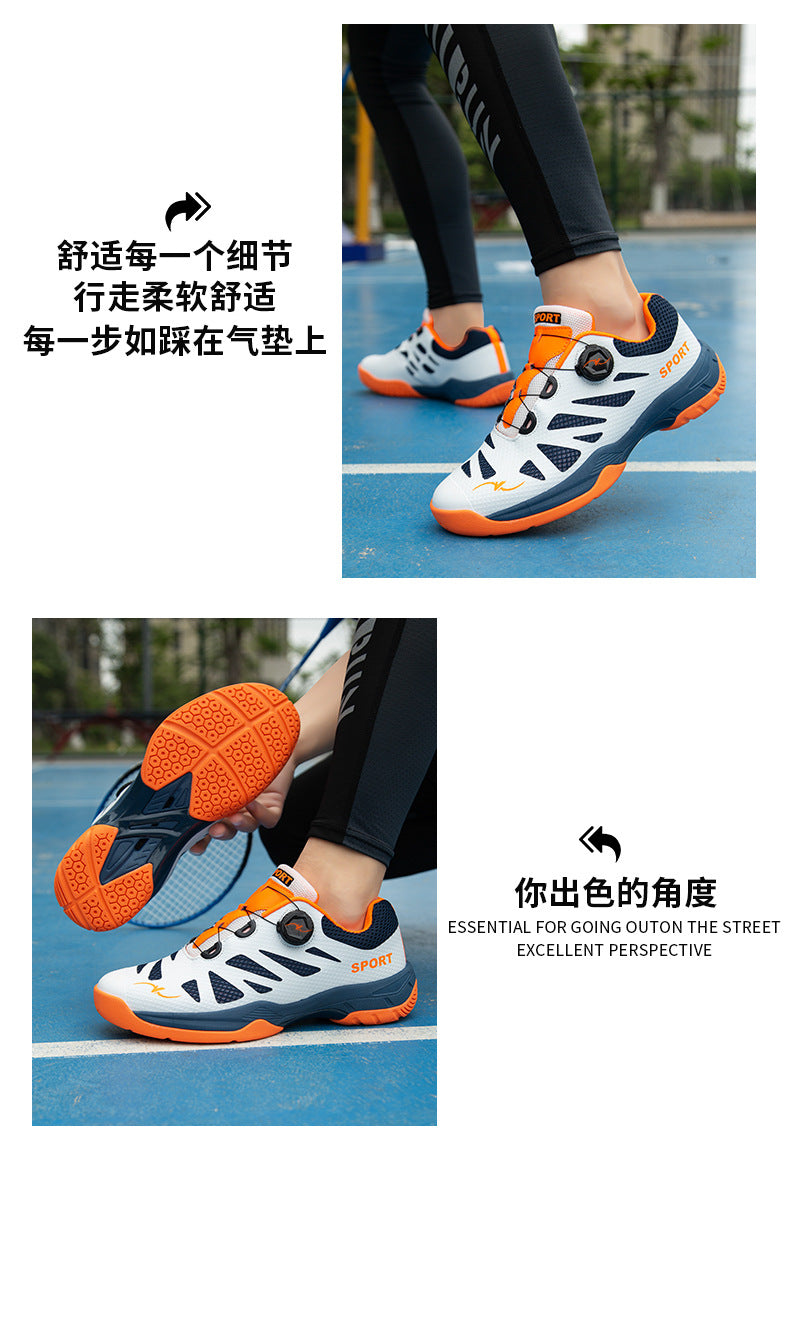Plus Size New Luxury Fashion Rotating Buckle Badminton Shoes Trendy Versatile Tennis Table Tennis Sports Shoes