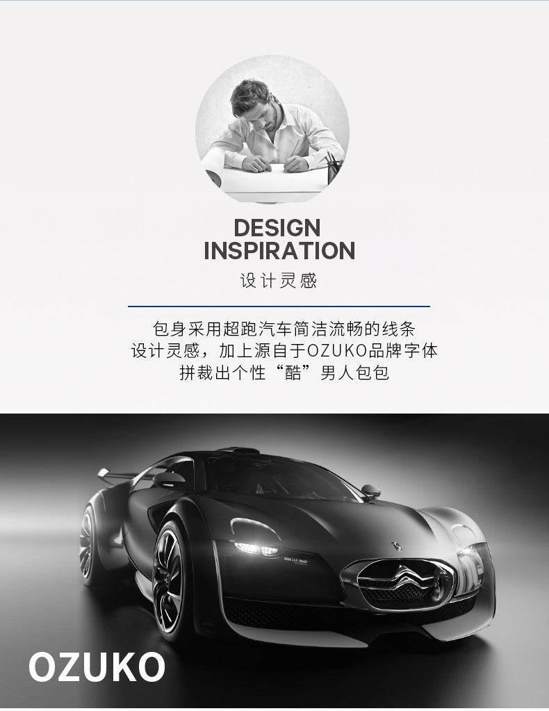 OZUKO Men's Chest Bag Anti-Theft Waterproof Chest Bag Trendy Fashion Crossbody Bag Large Capacity Business Shoulder Bag