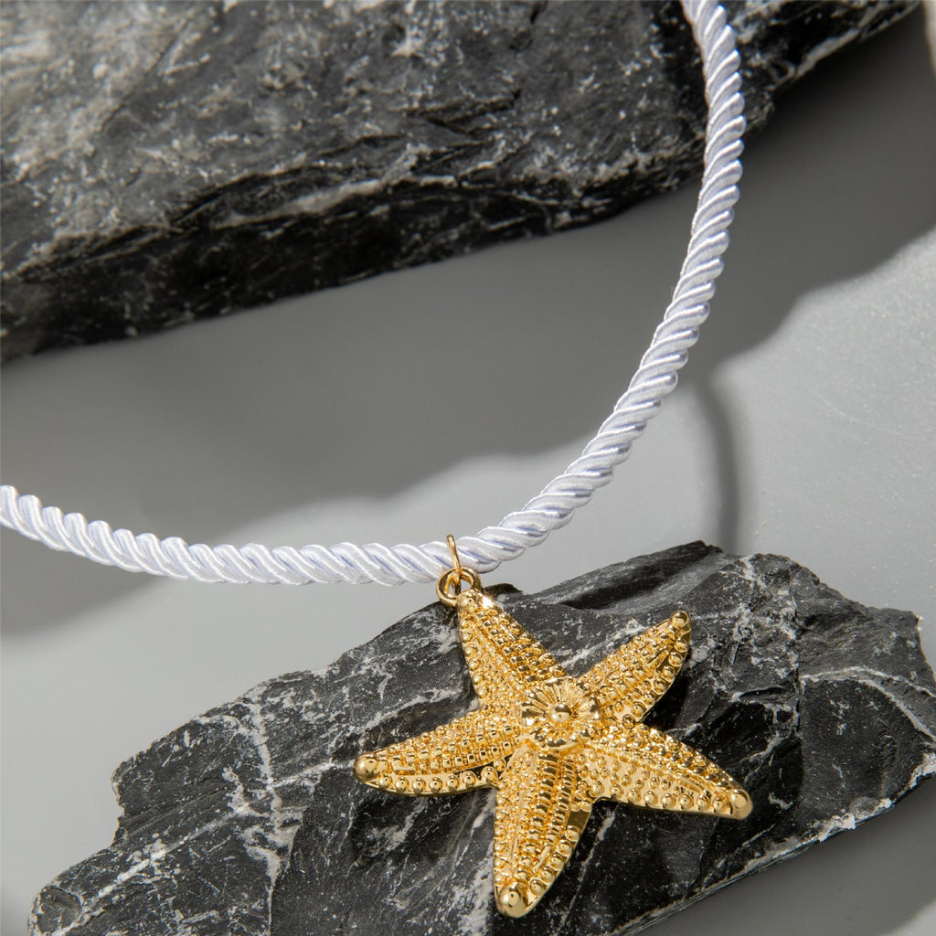 European and American Metal Ocean Style Starfish Pendant Necklace Jewelry Personality Exaggerated Star Beach Vacation Necklace for Women