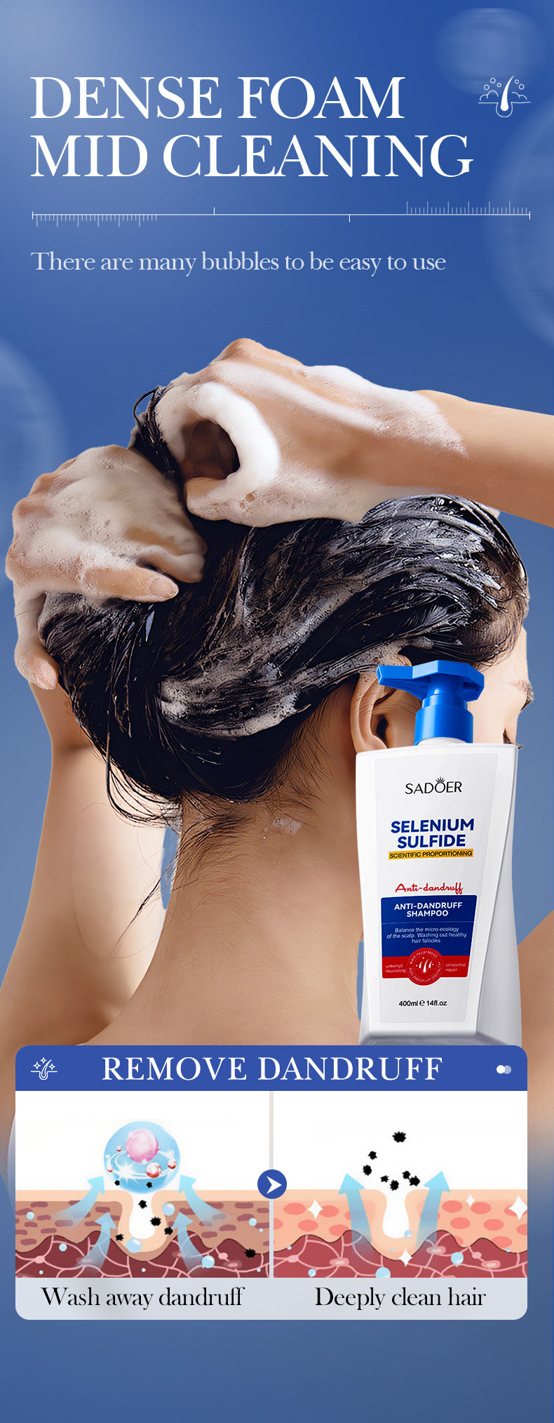 Cross-border Selenium Disulfide Anti-Dandruff Shampoo400ml Deep Cleansing and Moisturizing Shampoo Export Manufacturer Wholesale