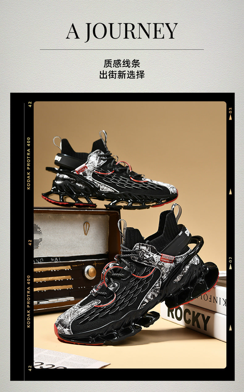 Chinese Style Men's Shoes Spring and Autumn Running Shoes Basketball Sports Shoes Ultra-light Shock-absorbing Breathable Running Blade Shoes Chinese Style Design