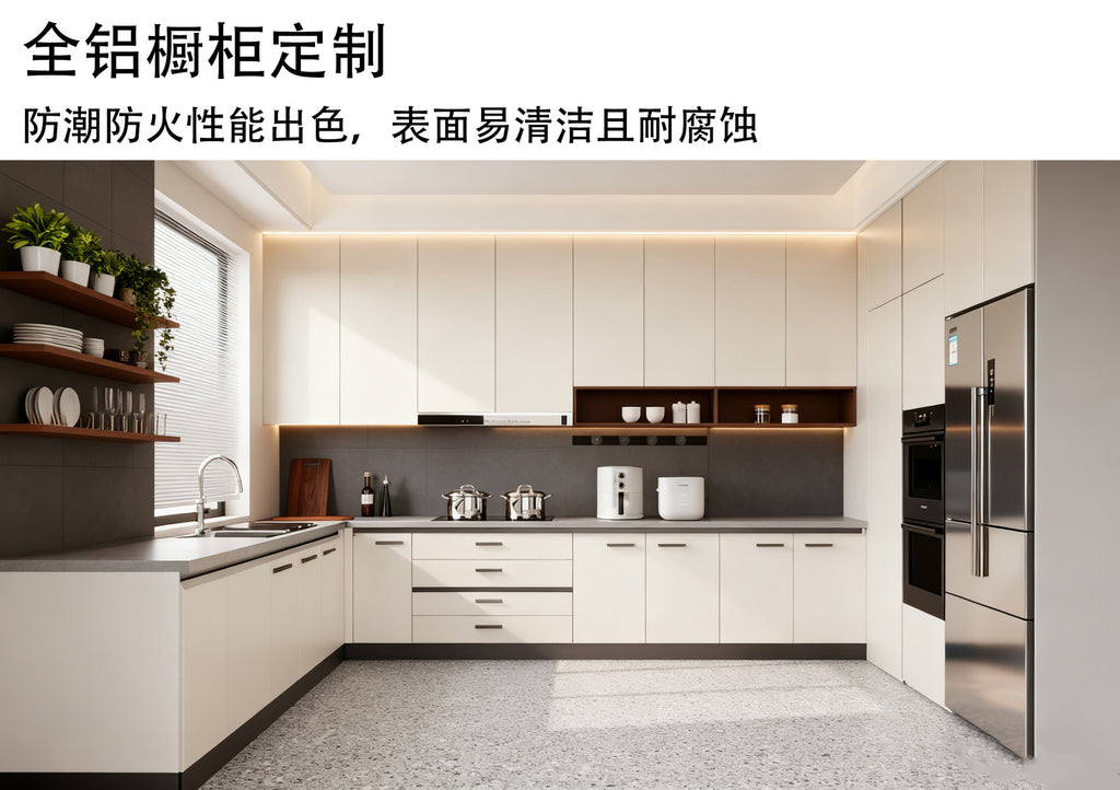 Custom Aluminum Alloy Combination Wardrobe with Top Cabinet Modern Simple Light Luxury Bedroom Home Storage Finished Wardrobe Factory