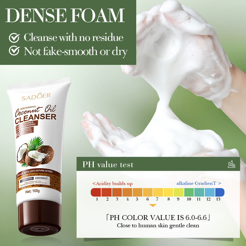 Coconut Oil Purifying Cleanser SADOER Moisturizing and pore-cleaning facial cleanser cross-border wholesale