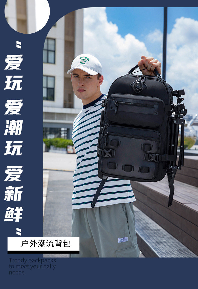 ozuko Men's Tactical Backpack Waterproof and Wear-Resistant Computer Backpack Outdoor Mountaineering Large Capacity Commuting Travel Bag