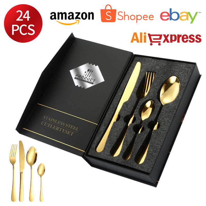 1010Stainless Steel Cutlery Knife Fork Spoon24Set of Western Steak Knives and Forks6Set for One Person