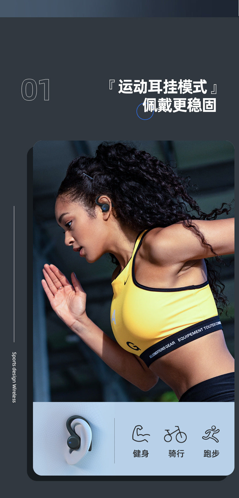 Hot-selling Wireless Bluetooth Sports Earphones High Sound Quality Over-ear Bluetooth Earphones Long Battery Life