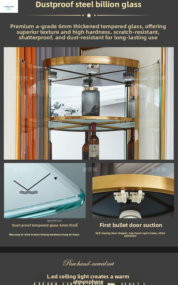 Corner Cabinet Light Luxury Glass Wine Cabinet Triangle Cabinet Living Room Corner Cabinet Fan-shaped Wall Corner Cabinet Wall-mounted Corner Wine Cabinet