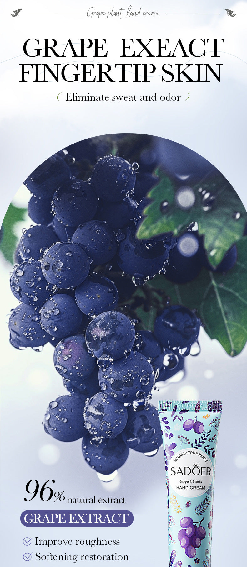 Grape Moisturizing Hand Cream SADOER Autumn and winter anti-chapped moisturizing hand cream cross-border foreign trade wholesale