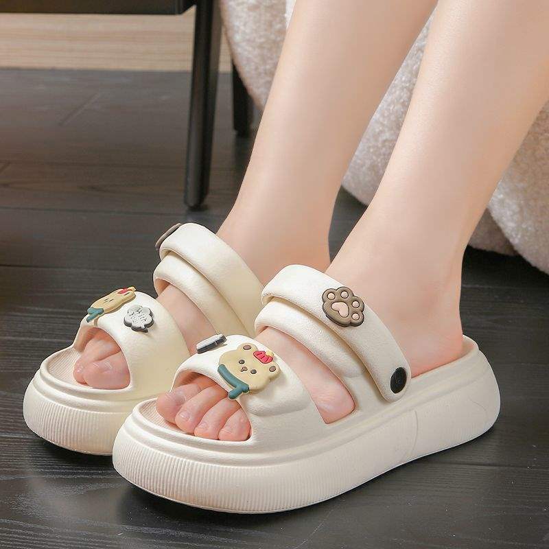 Thick Bottom eva Women's Summer New Indoor Slippers ins Cute Bowknot Sandals Non-Slip Height Increasing Outdoor Fashion
