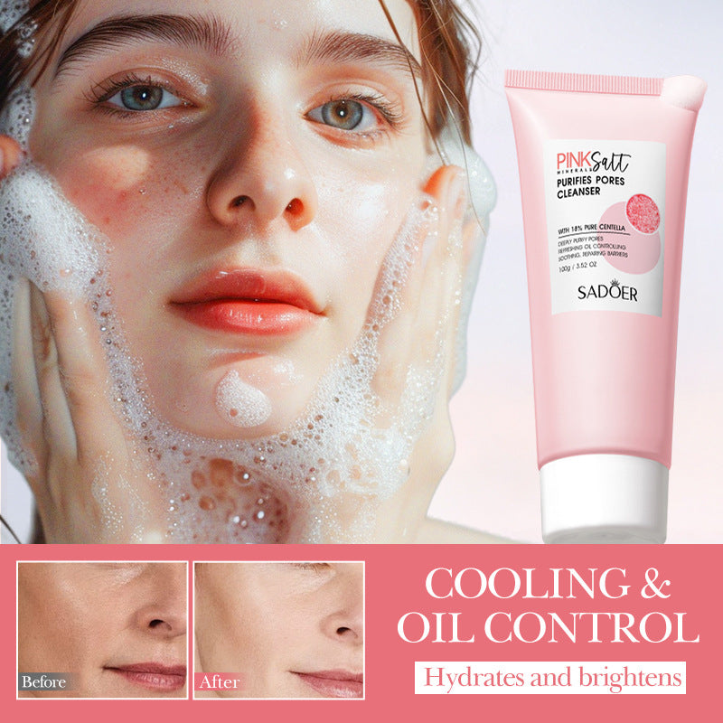 Himalayan Pink Salt Facial Cleanser SADOER Pore Cleansing Facial Cleanser Cross-Border Wholesale