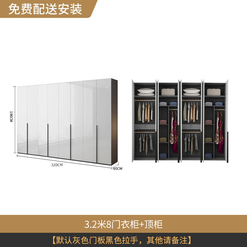 Modern Simple Wardrobe with Swing Doors, Storage Wardrobe with Dressing Table, Shelves, Side Cabinet, Bedroom Wardrobe, Entryway Installation