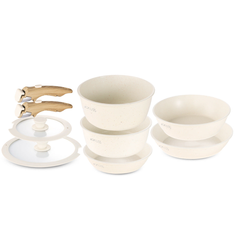 ACL  Household Detachable Set Pot Non-Stick Pot Nine-Piece Frying Pan Soup Pot Frying Pan Induction Cooker Gas Universal