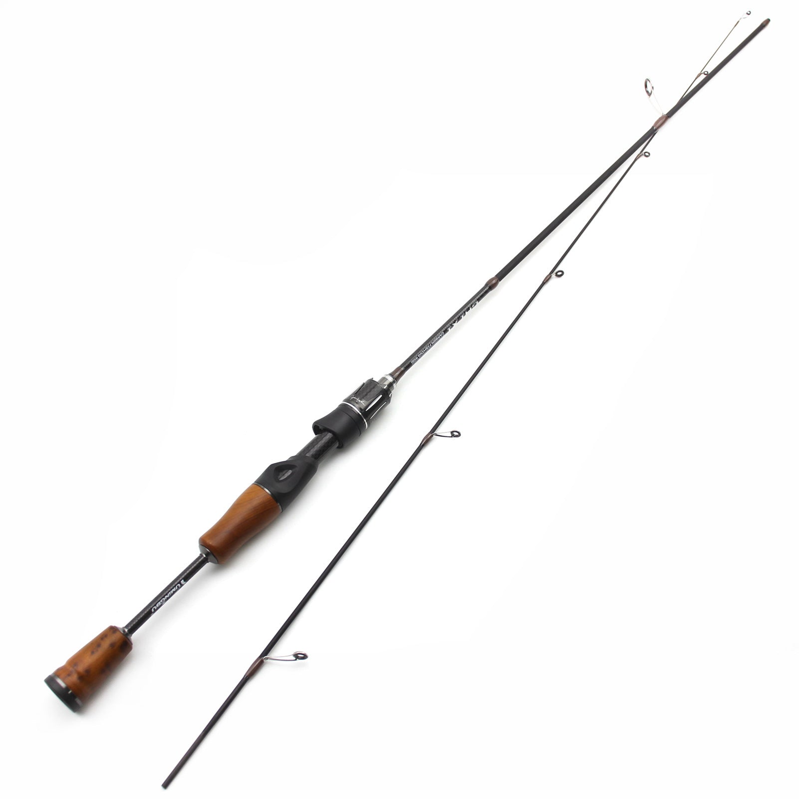 1.39Carbon Fiber UL High-end Lure Fishing Rod with Solid Wood Handle for Bass and Minnow, Straight Handle Gun Handle Rod