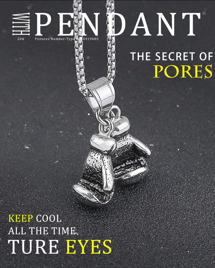 European and American Titanium Steel Boxing Gloves Pendant Personality Punk Retro Trendy Men's Boxer Stainless Steel Pendant Direct Supply from Manufacturer