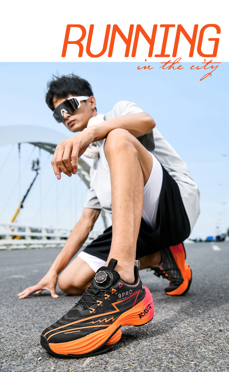 2025Autumn Winter Casual Fashion Double Mesh Knob Buckle Sneakers Super High Elastic Soft Sole Carbon Plate Anti-Slip Running Shoes