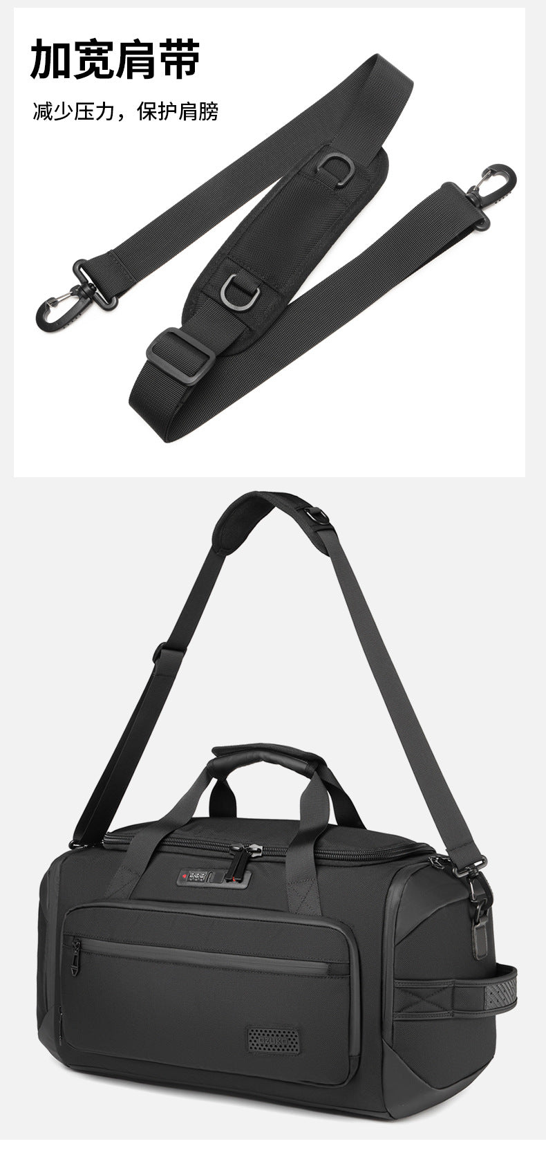 OZUKO Travel Bag Fitness Handbag Large Capacity Dry Wet Separation Can Be Inserted Into The Trolley Short Distance Business Trip Sports Men's Bag