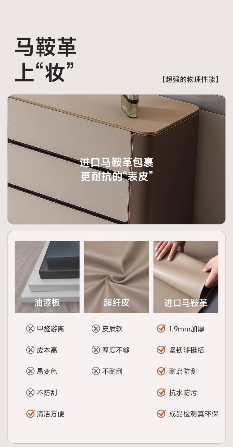 Multi-layer Solid Wood Rock Board Dressing Table Bedside Table Integrated Designer Bedroom Modern Minimalist High-grade Gray Makeup Table