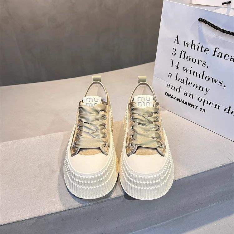 Thick Sole Biscuit White Sneakers for Women2025Versatile Student ins Fashionable Sports Casual Sneakers