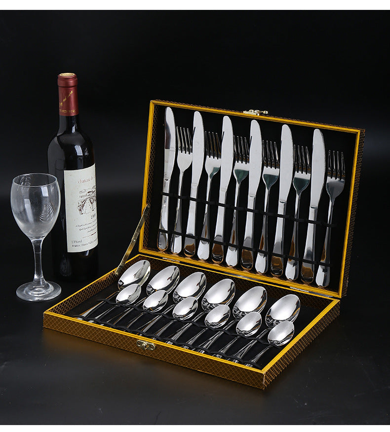 1010Cutlery Set Hotel Holiday Steak Western Food Tableware24Gift Set Wooden Box
