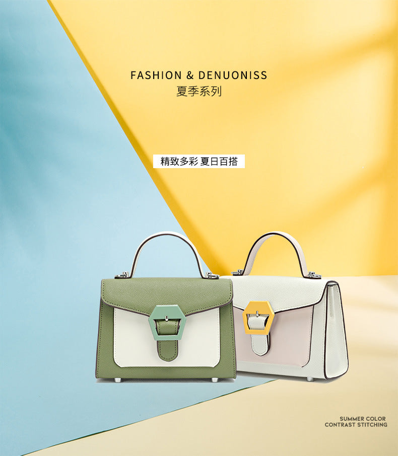 Fashion Color-Block Handbag Shoulder Bag for Women Textured Versatile Design Crossbody Kelly Bag for Daily Commute
