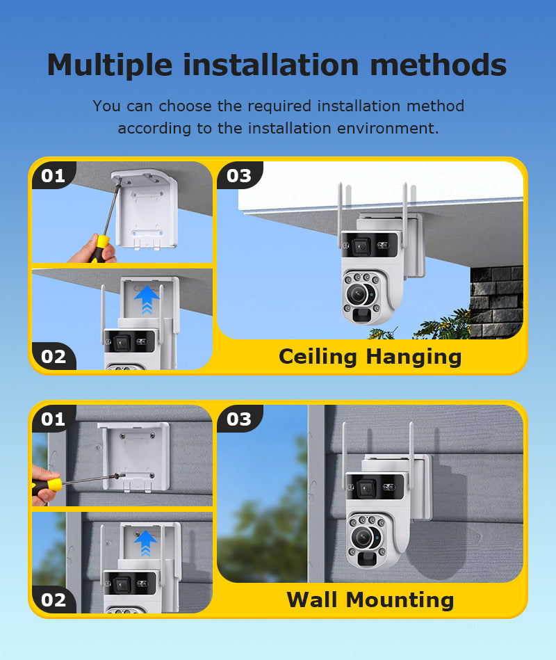 Outdoor202X Zoom Solar Camera Dual Lens Low Power Consumption Full Color Night Vision Mobile Remote Monitoring