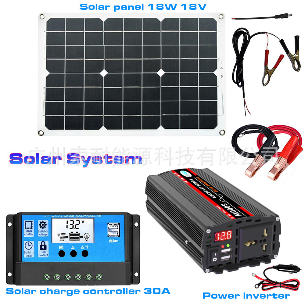 Pure Sine Wave Solar Power Kit System Configuration30A Controller 18W/36W Solar Panel Solar System