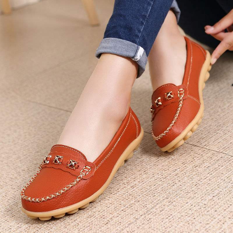 Leap Month Shoes Women's Shoes Soft Sole Casual Women's Leather Shoes Middle-aged and Elderly Mom Shoes Loafers Women's Slip-on Flats