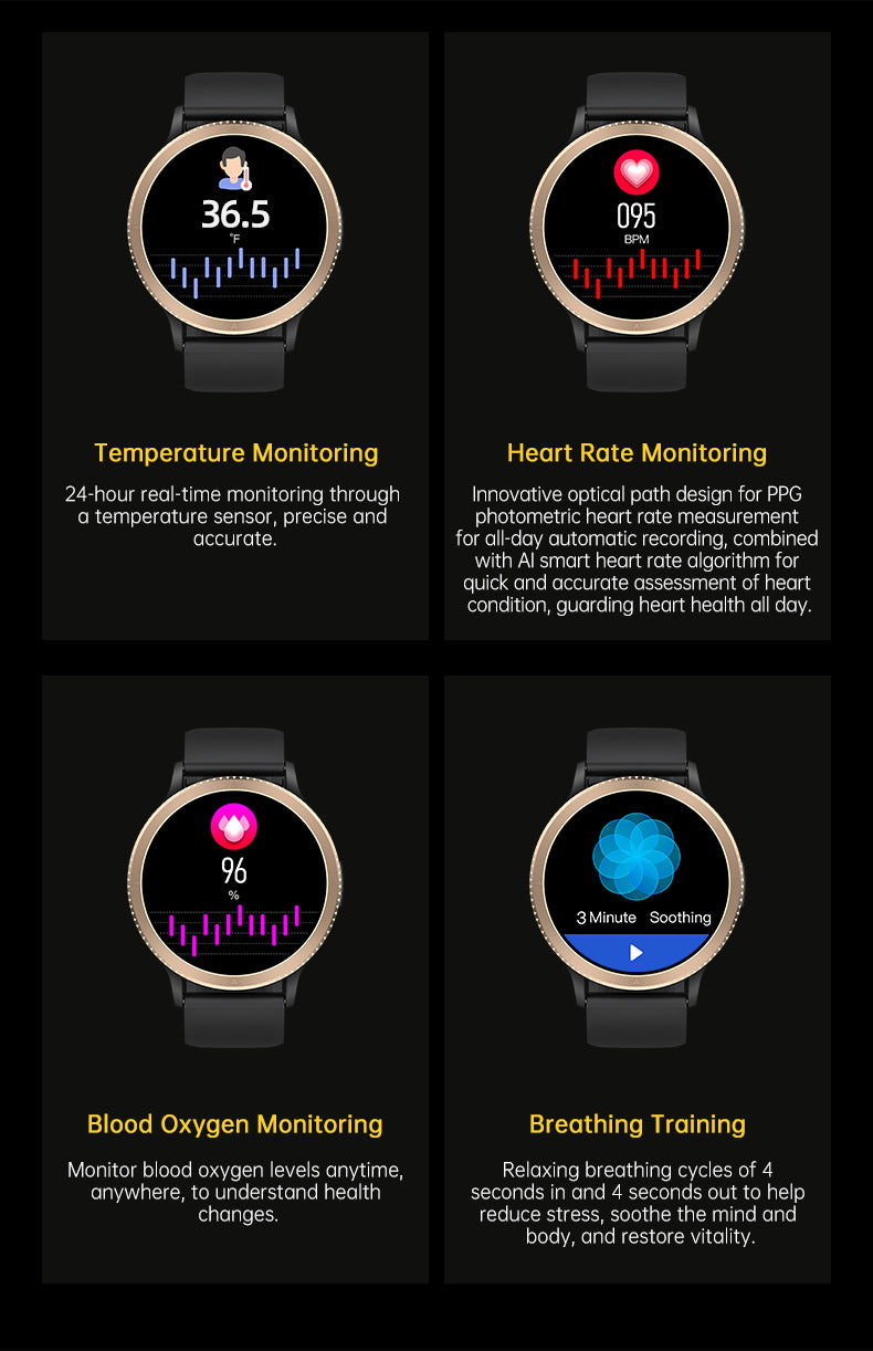 T01Smart Watch1.39inch Bluetooth call, heart rate monitor, step counter, sleep monitoring, message notifications, exercise