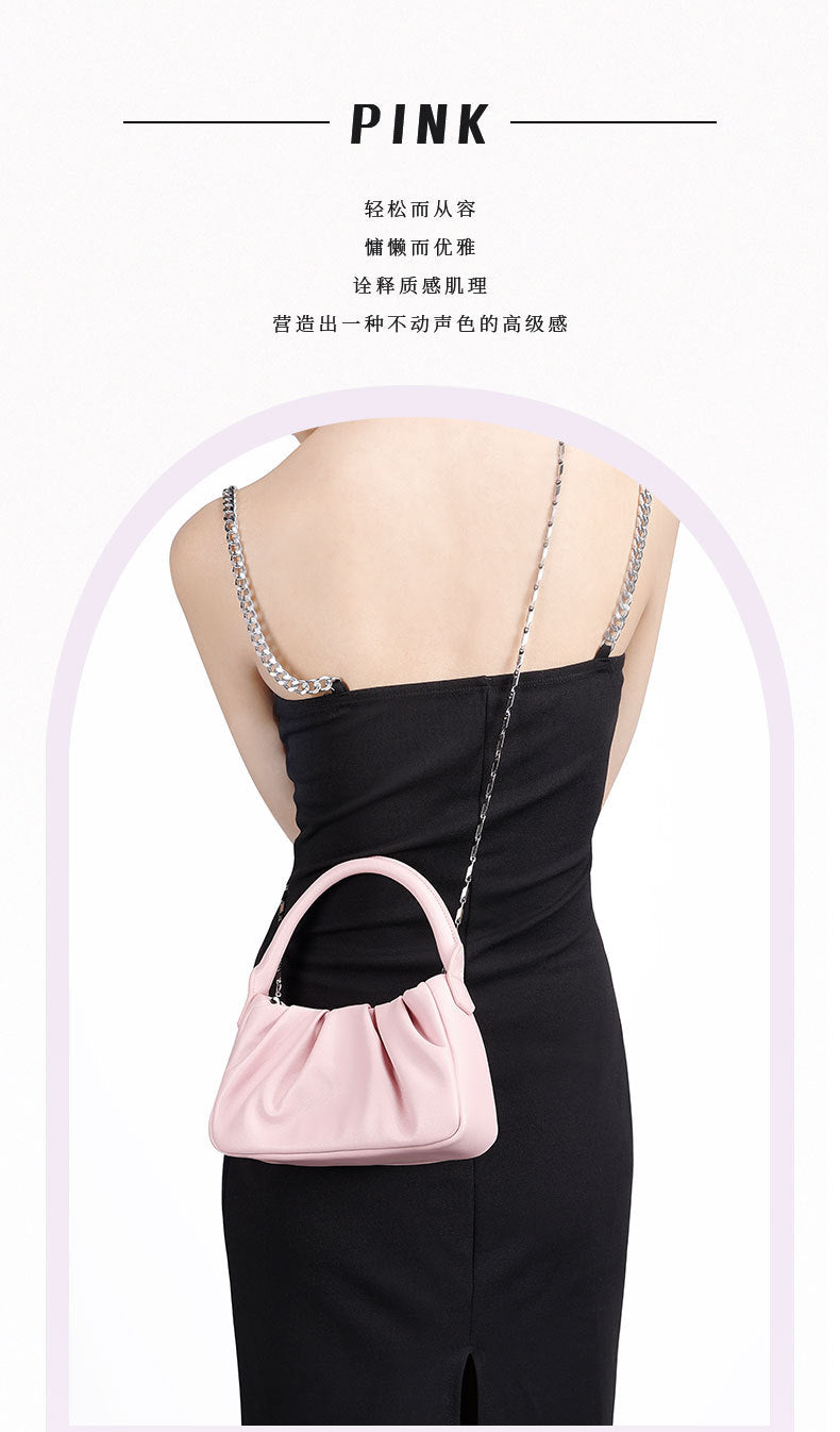 Korean Version New Niche Design Cloud Shoulder Bag Wrinkled Versatile Textured Mini Crossbody Bag Chain Women's Bag