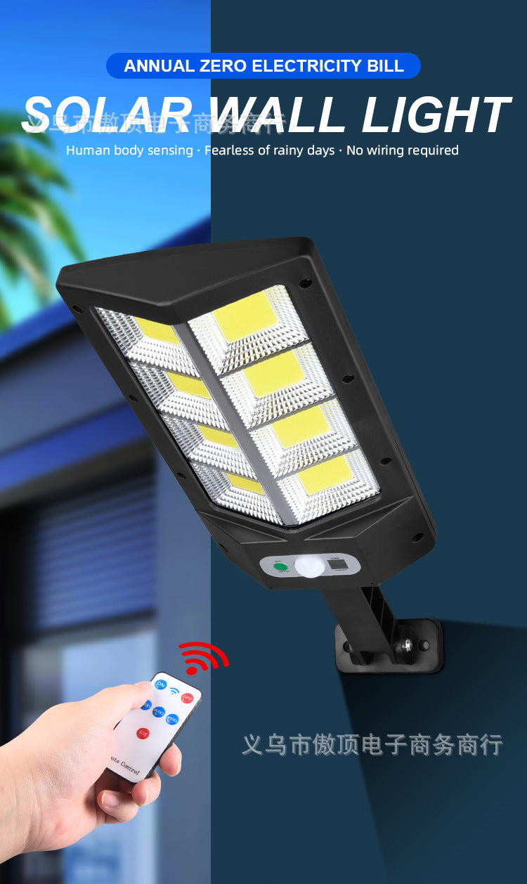Solar outdoor garden light with human body sensor wall light for home use, waterproof outdoor lighting COB Street Lamp Landscape lamp