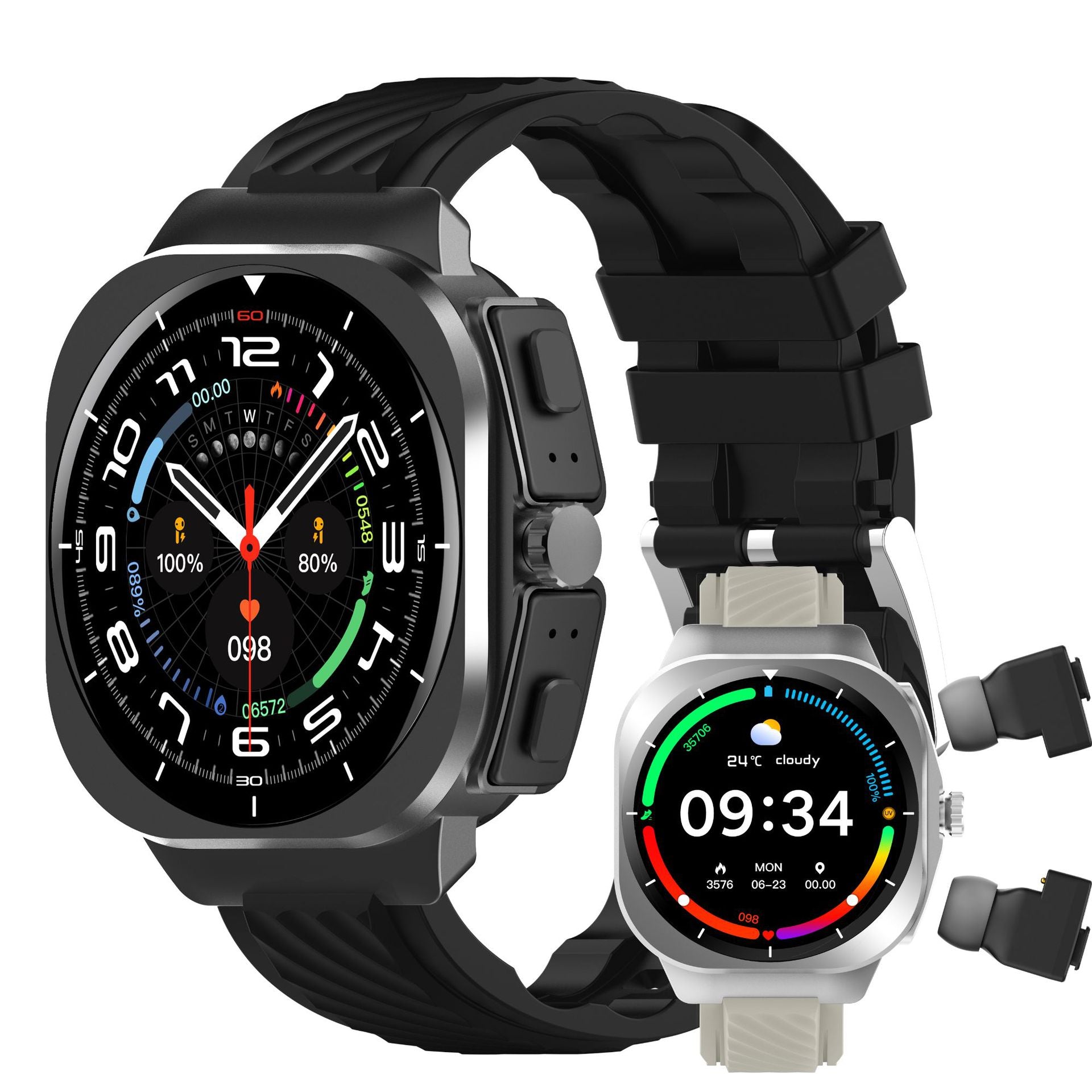 AIMB-Z19Smart Watch Bluetooth Call True Heart Rate Step Count Sleep Monitoring Hidden Earphones Sports Three-Proof