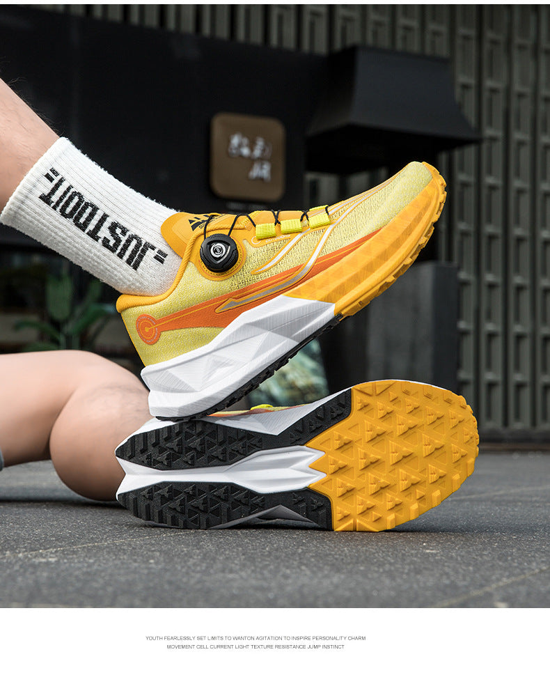 Full Palm Carbon Plate Sports Running Shoes Double Layer Popcorn Outdoor Trail Running Shoes Marathon Men's and Women's Shoes