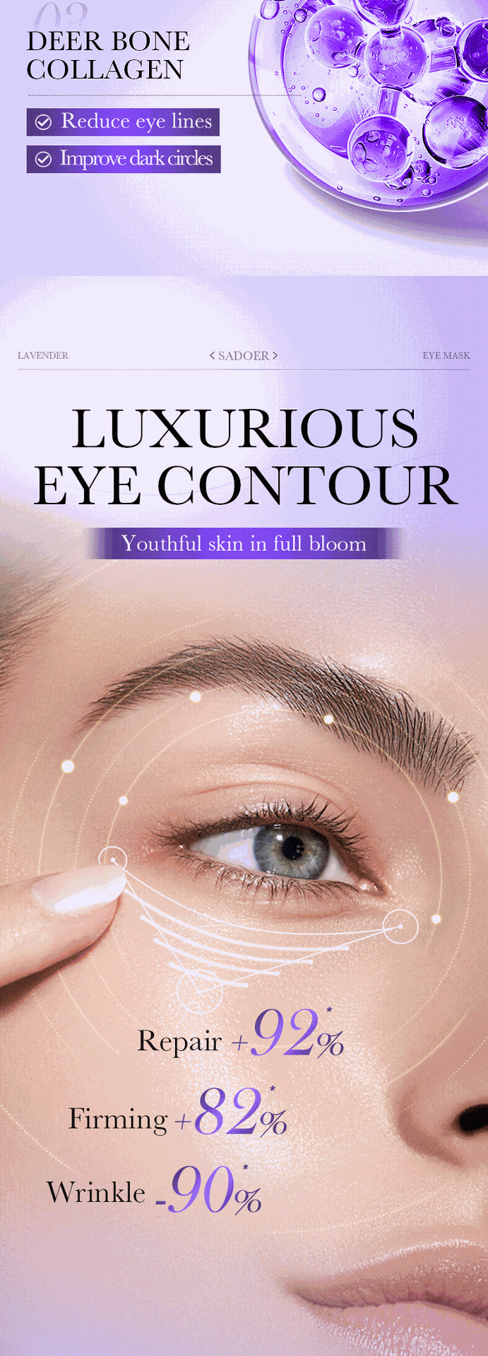 Full English Lavender Collagen Eye Mask80gSADOER Firming and Moisturizing Eye Mask Patch  Wholesale