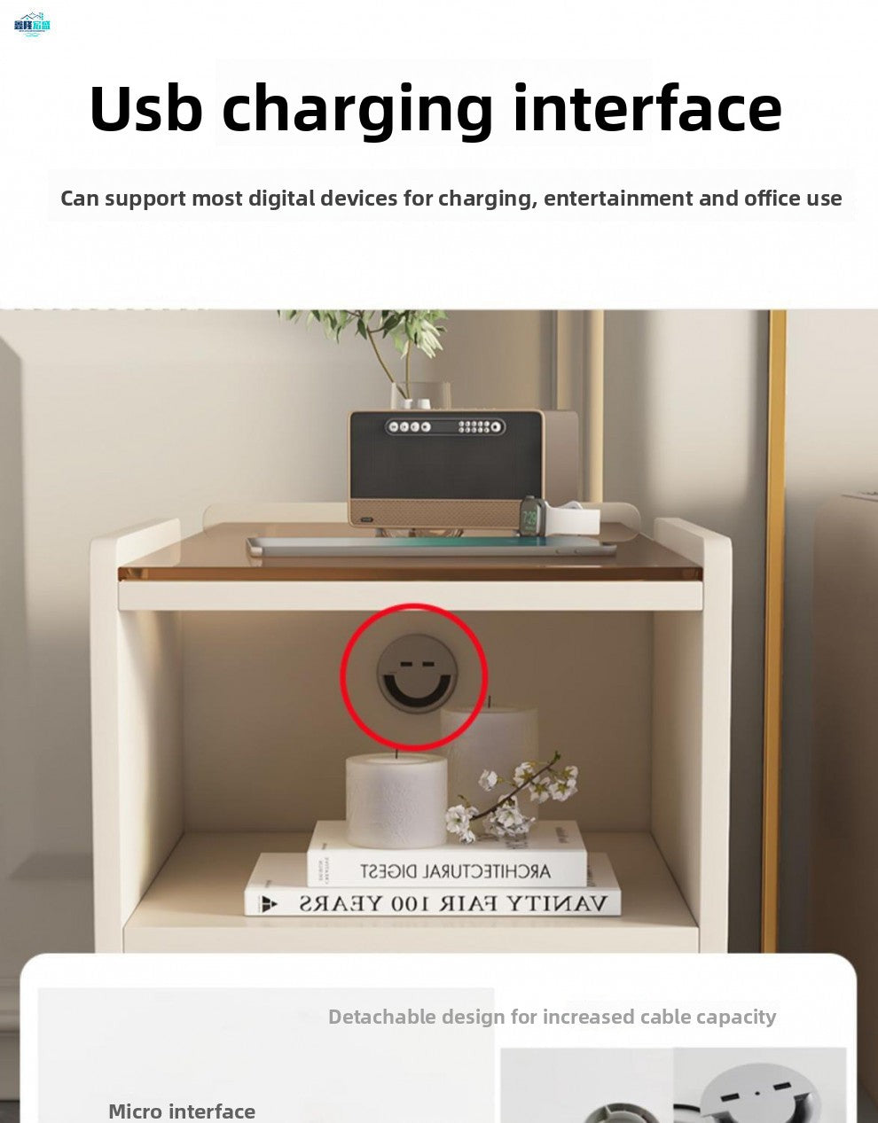 Solid Wood Modern Minimalist Rock Board Sofa Side Cabinet Light Luxury Living Room Home Side Cabinet Corner Table Movable Side Table Coffee Table