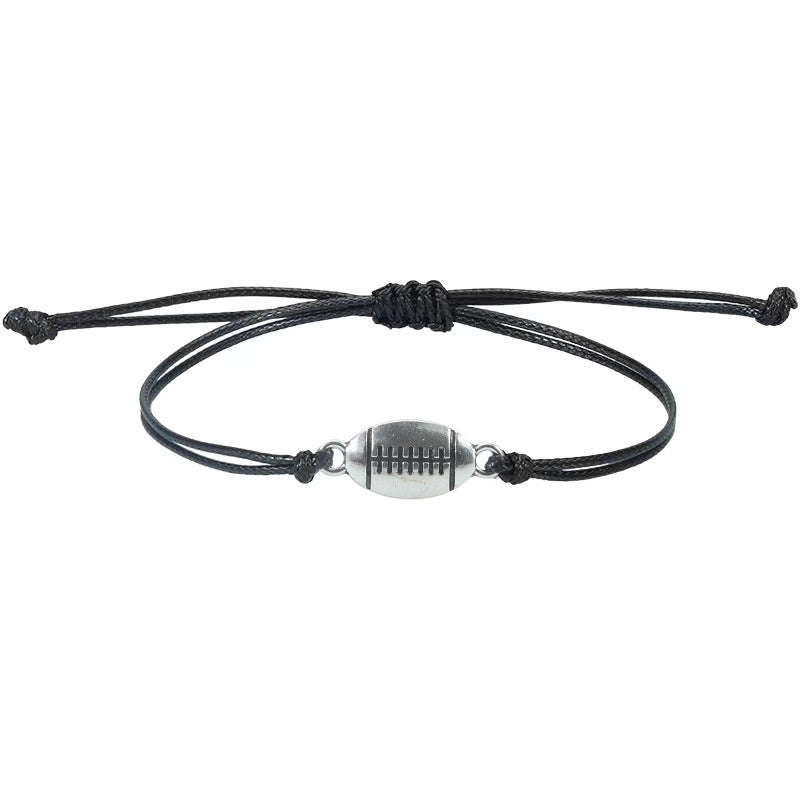Basketball Wax Line Simple Bracelet Men's Holiday Gift Football Baseball Alloy Pendant Fan Sports Woven Bracelet