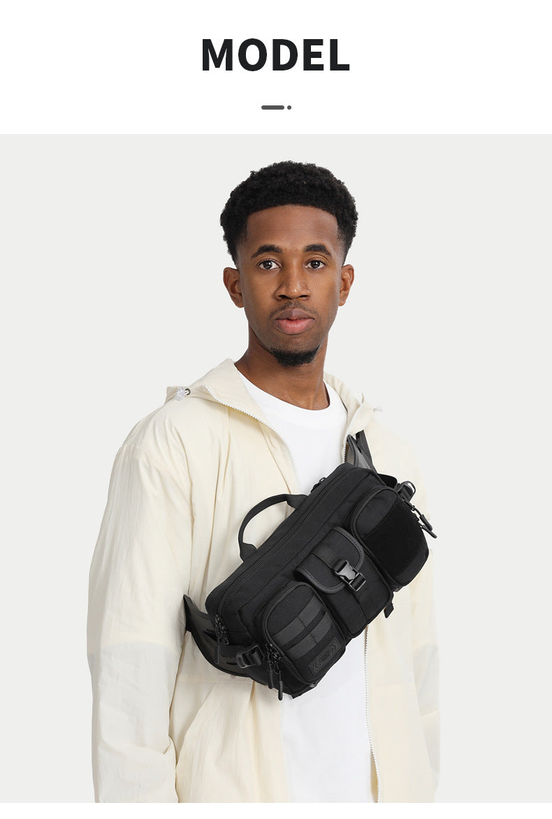 OZUKO Tactical Waist Bag Men's Multifunctional Crossbody Bag Waterproof Outdoor Large Capacity Sports Portable Men's Bag