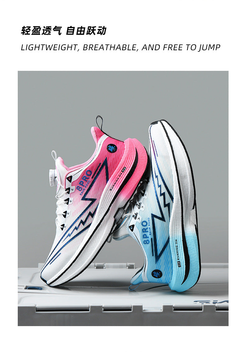 Red Rabbit8pro Full Palm Carbon Plate Racing Shock Absorption Running Shoes for Men and Women Couples Rotating Buckle Youth Student Sports Shoes